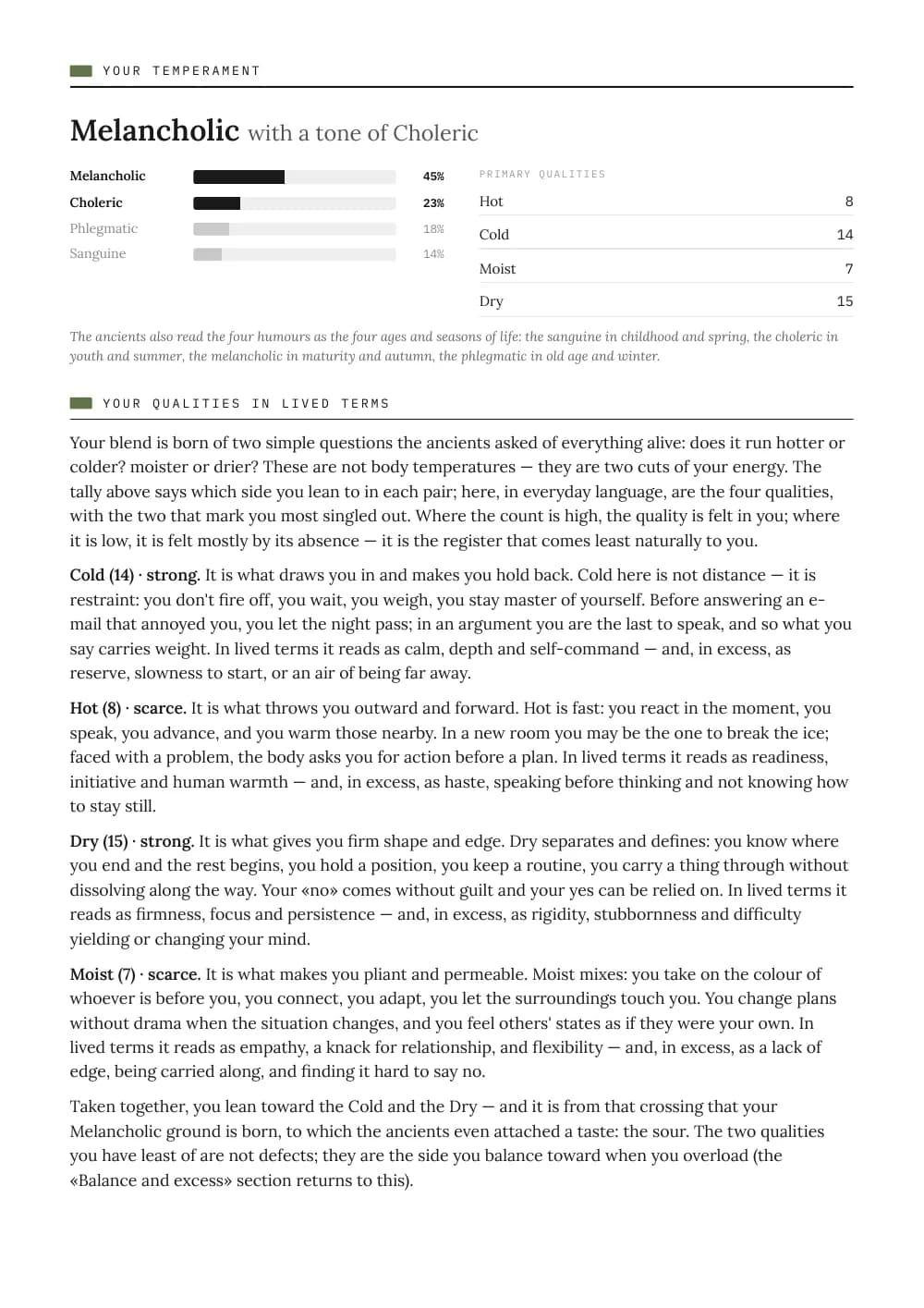 Reading page: dominant, subtype and qualities